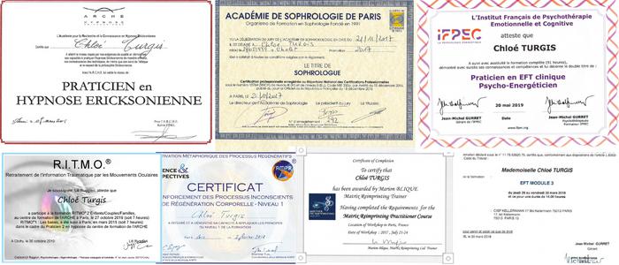 Certifications Sophrologie Hypnose EFT RITMO Matrix Psycho Energetique
